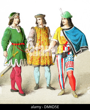 Le figure qui rappresentate sono il tedesco patrizi tra A.D. 1450 e 1500. L'illustrazione risale al 1882. Foto Stock