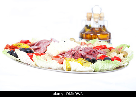 Antipasto isolato con oli Foto Stock