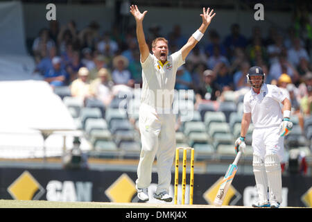 WACA, Perth, Australia. 15 Dic, 2013. Ryan Harris appelli per il paletto tra Inghilterra e Australia 3° Ceneri Test svoltosi a Perth al WACA , WA , Australia. Credito: Azione Sport Plus/Alamy Live News Foto Stock