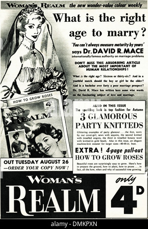 Anni Cinquanta la pubblicità. Vintage originale annuncio rivista annuncio per donna di REALM al prezzo di 4d Foto Stock