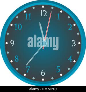 Parete Vintage orologio blu isolato su sfondo bianco. vettore Illustrazione Vettoriale
