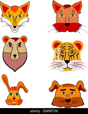 Serie di fumetti illustrazione di diversi animali Illustrazione Vettoriale