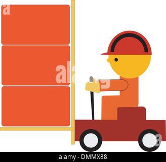 Illustrazione del lavoratore carrello Illustrazione Vettoriale