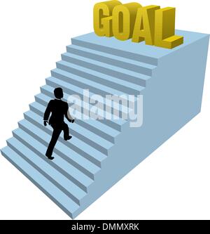 Business persona sale passi il raggiungimento obiettivo Illustrazione Vettoriale
