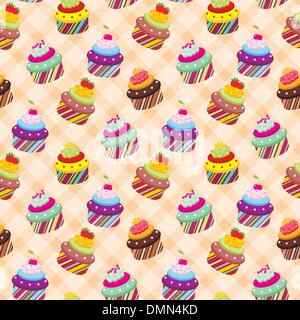 Seamless pattern cupcake Illustrazione Vettoriale