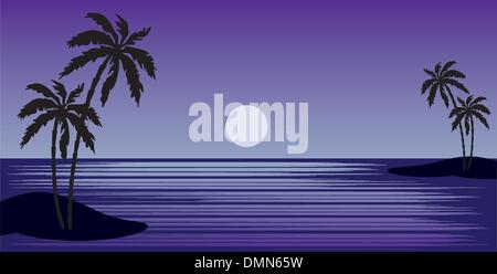 Spiaggia tropicale con palme Illustrazione Vettoriale