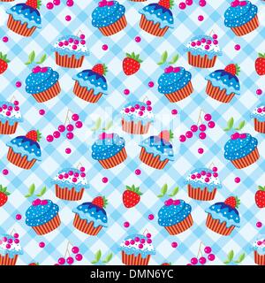 Seamless pattern cupcake Illustrazione Vettoriale