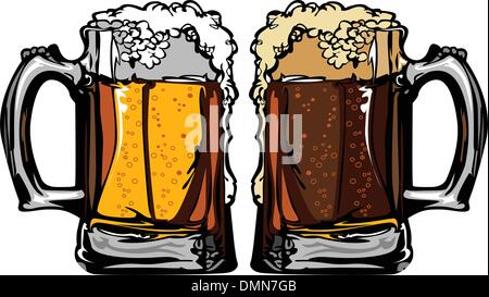 La birra o Root boccali da birra immagini vettoriali Illustrazione Vettoriale