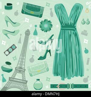 Moda di Parigi insieme Illustrazione Vettoriale