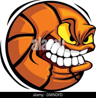 Faccia di basket ball Cartoon immagine vettoriale Illustrazione Vettoriale