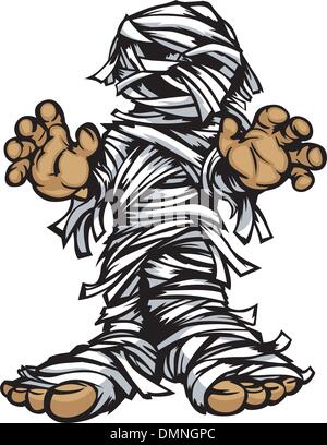 Mummia permanente Halloween Monster Cartoon illustrazione vettoriale Illustrazione Vettoriale