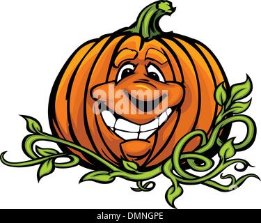 Happy Halloween Jack-O-Lantern testa di zucca Cartoon Vector Illus Illustrazione Vettoriale