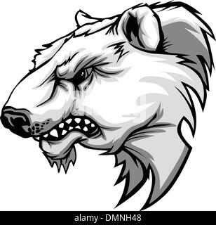 Orso polare testa mascotte cartoon vettoriale Illustrazione Vettoriale