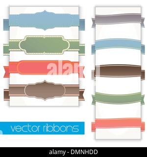 Set di retrò i nastri ed etichette. Illustrazione Vettoriale. Illustrazione Vettoriale
