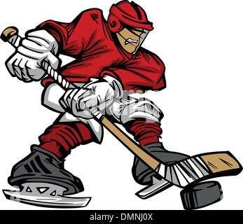 Cartoon giocatore di hockey vettore di pattinaggio Illustrazione Vettoriale