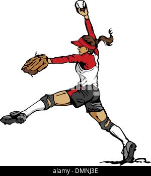 Fast Pitch Softball Pitcher illustrazione vettoriale Illustrazione Vettoriale