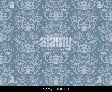 Seamless con motivi floreali blu carta da parati damascata Illustrazione Vettoriale