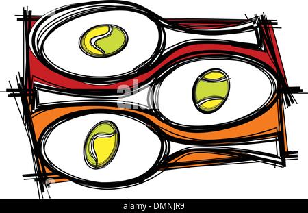 Racchetta da Tennis vettore Immagine modello Illustrazione Vettoriale