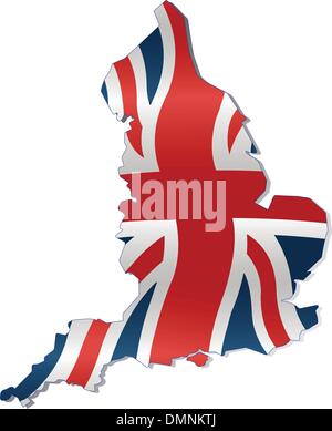 Mappa del Regno Unito con la bandiera britannica Illustrazione Vettoriale
