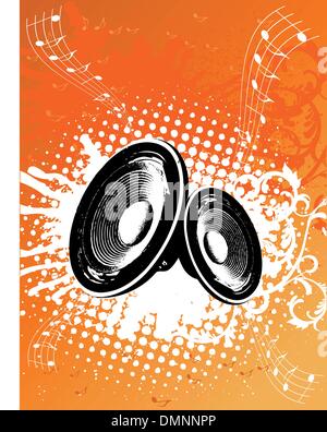 Grunge Orange Party altoparlante Illustrazione Vettoriale