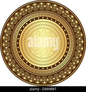 Oro e marrone cornice rotonda Illustrazione Vettoriale