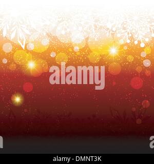 Abstract Rosso Frizzante Natale sfondo fiocco di neve Illustrazione Vettoriale