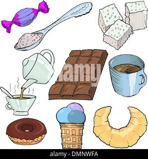 Set di cibo nel deserto Illustrazione Vettoriale
