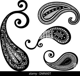 Paisley disegnati a mano design Illustrazione Vettoriale