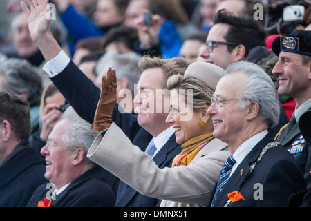 Paesi Bassi, Scheveningen. Le celebrazioni a Scheveningen Beach. Willem-Alexander re e regina Maxima a partecipare alla manifestazione Foto Stock