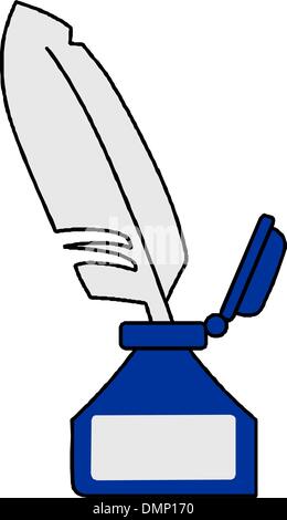 Bottiglia di inchiostro e giù Illustrazione Vettoriale