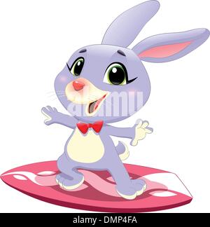 Bunny coniglio con il surf. Illustrazione Vettoriale