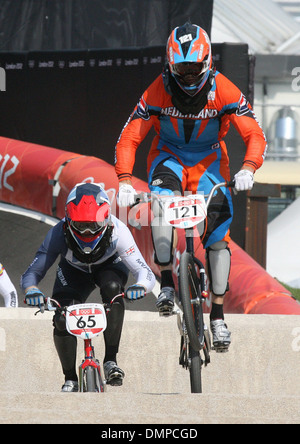 Atmosfera London 2012 Giochi Olimpici - ciclismo BMX al Parco Olimpico di Londra Inghilterra - 10.08.12 Foto Stock