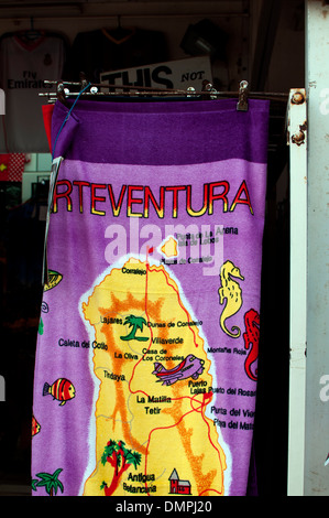 Fuerteventura mappa sul telo da spiaggia in vendita. Foto Stock