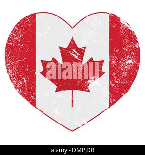 Canada cuore retrò bandiera Illustrazione Vettoriale