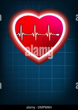 Abstract battiti cardiaci cardiogram sul blu. EPS 8 Illustrazione Vettoriale