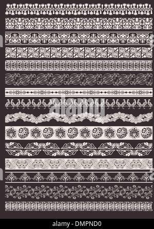 Set di Seamless elemento ornati confine Illustrazione Vettoriale