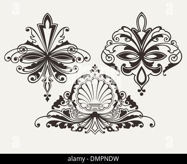 Set di tre originali retrò elementi di design Illustrazione Vettoriale