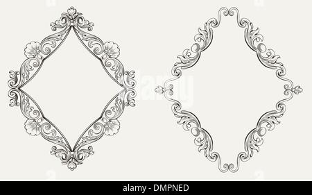Due originali di calligrafia telai a rombo Illustrazione Vettoriale