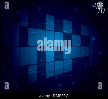 Vettore astratto sfondo blu con le piazze e la prospettiva Illustrazione Vettoriale