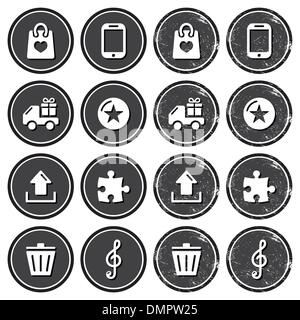 Navigazione del Web icone sul retro set di etichette Illustrazione Vettoriale