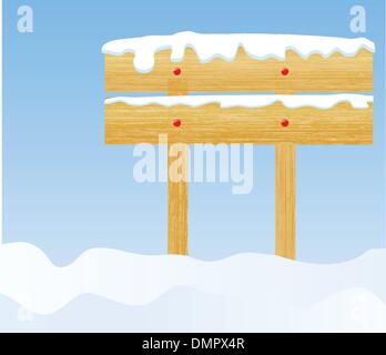 Il vettore inverno sfondo con Tabellone in legno Illustrazione Vettoriale