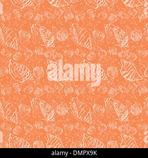 Sfondo senza giunture, contorno di conchiglie Illustrazione Vettoriale