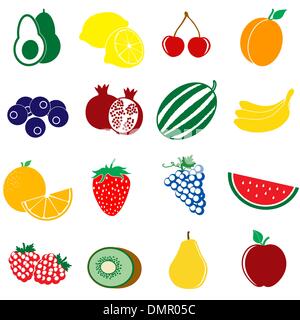 Set di icone di frutta Illustrazione Vettoriale