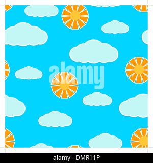 Seamless texture con nuvole e sole Illustrazione Vettoriale