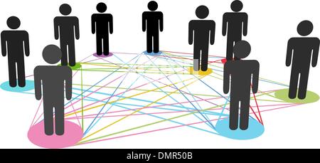 Collegamenti colori sociali di rete la gente di affari Illustrazione Vettoriale