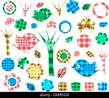 Natura Stickers Tessile, isolato su sfondo bianco Illustrazione Vettoriale