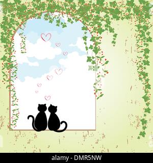 Primavera cat dating Illustrazione Vettoriale