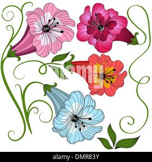 Set fiori isolati Illustrazione Vettoriale