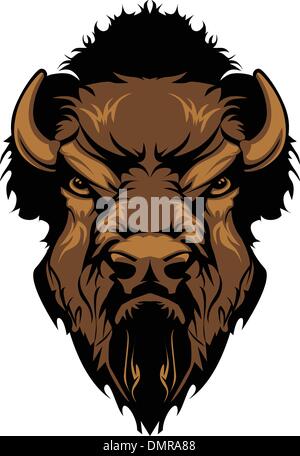 Buffalo Bison mascotte grafica di testa Illustrazione Vettoriale