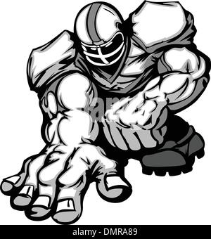 Giocatore di Football Lineman Vector Cartoon Illustrazione Vettoriale